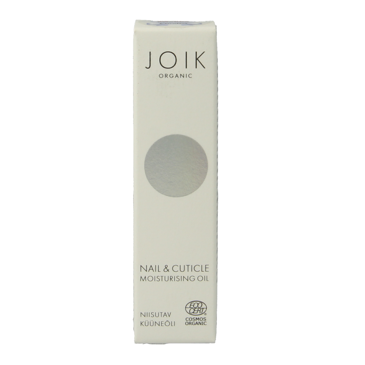 Joik Organics organic nail and cuticle moisturizing oil in a 10ml bottle, ideal for hand care and nourishing nails.