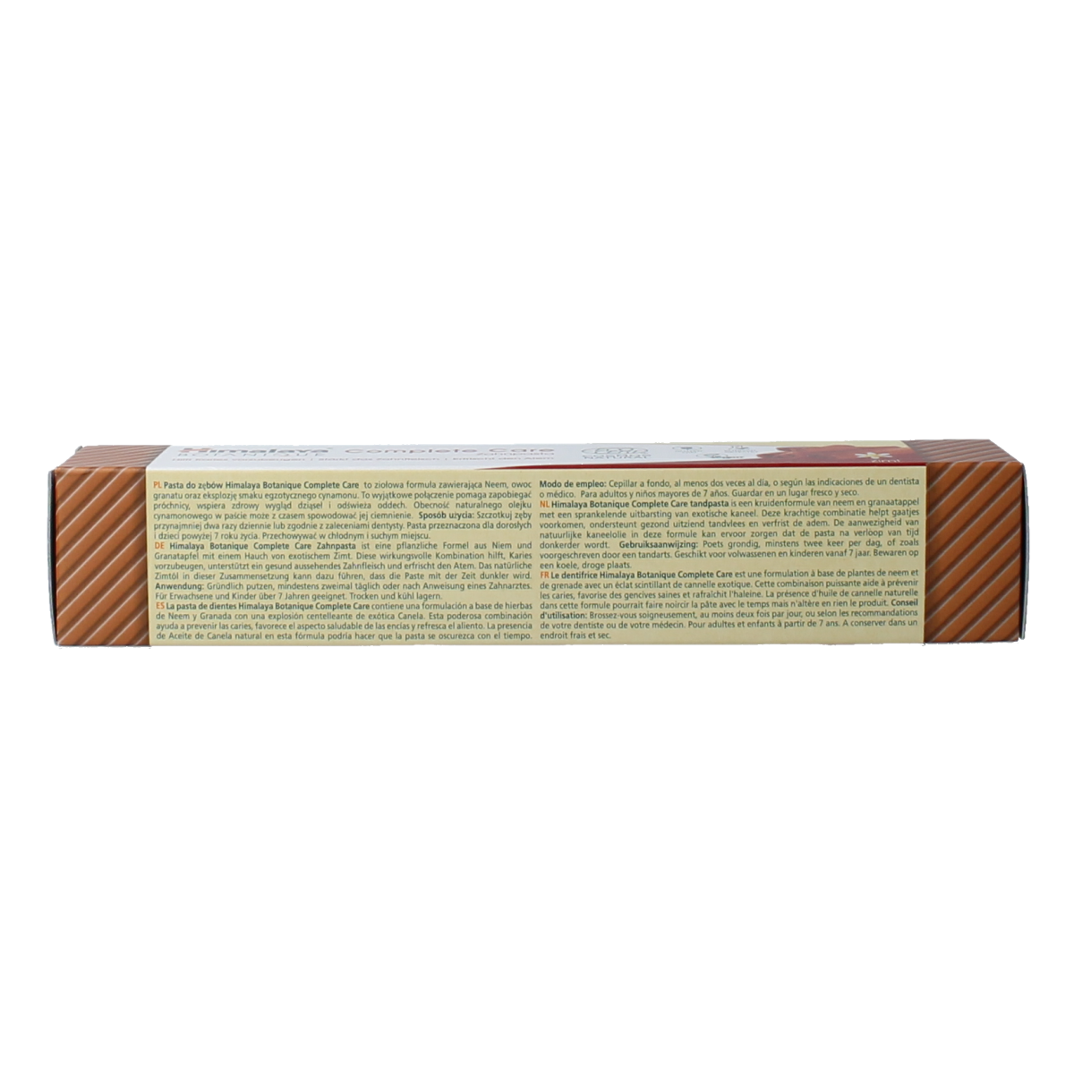 Himalaya Botanique Complete Care Cinnamon toothpaste in 75g tube, featuring natural ingredients and cinnamon flavor.