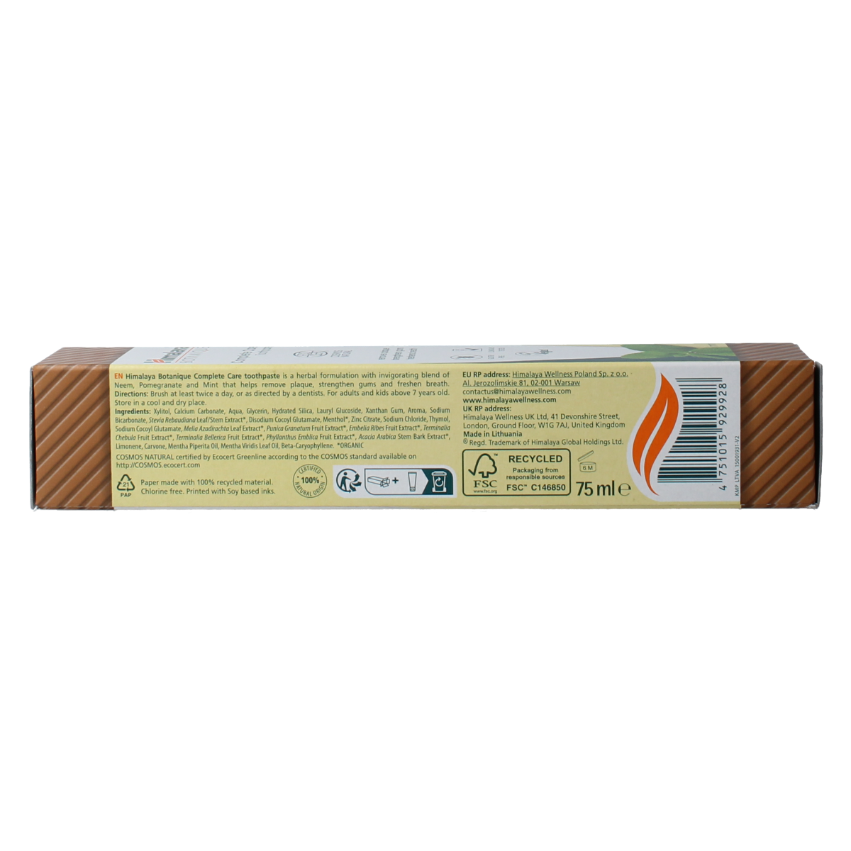 Himalaya Botanique Complete Care Mint toothpaste in 75g tube with fresh mint flavor and natural herbal ingredients.