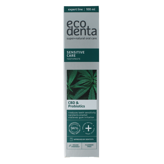Ecodenta Tandpasta sensitive CBD probiotica expert line 100.00 Milliliter