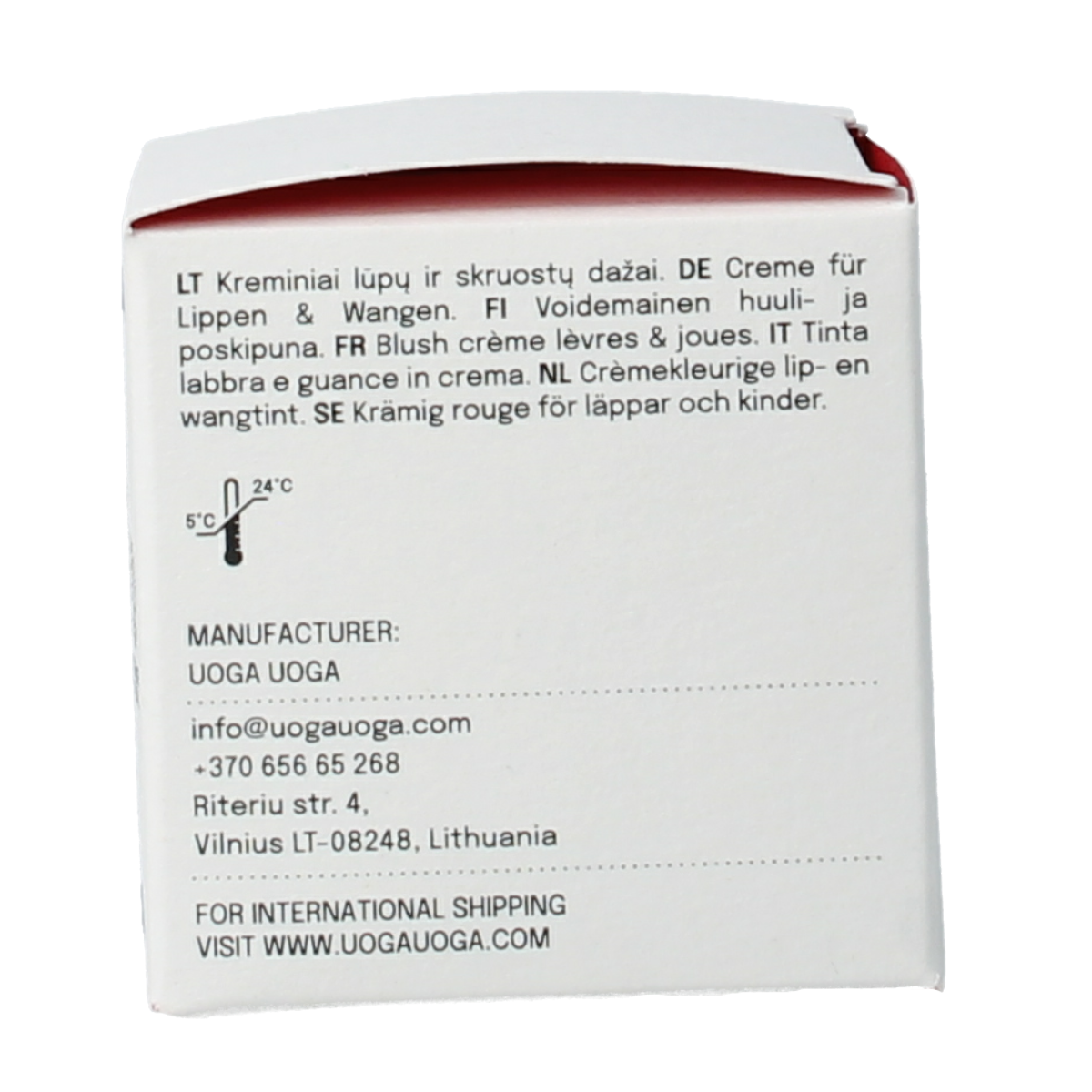 Uoga Uoga Lip & Cheek 602 Apricot makeup tube, 6ml, showcasing the natural peach-colored product for lips and cheeks.