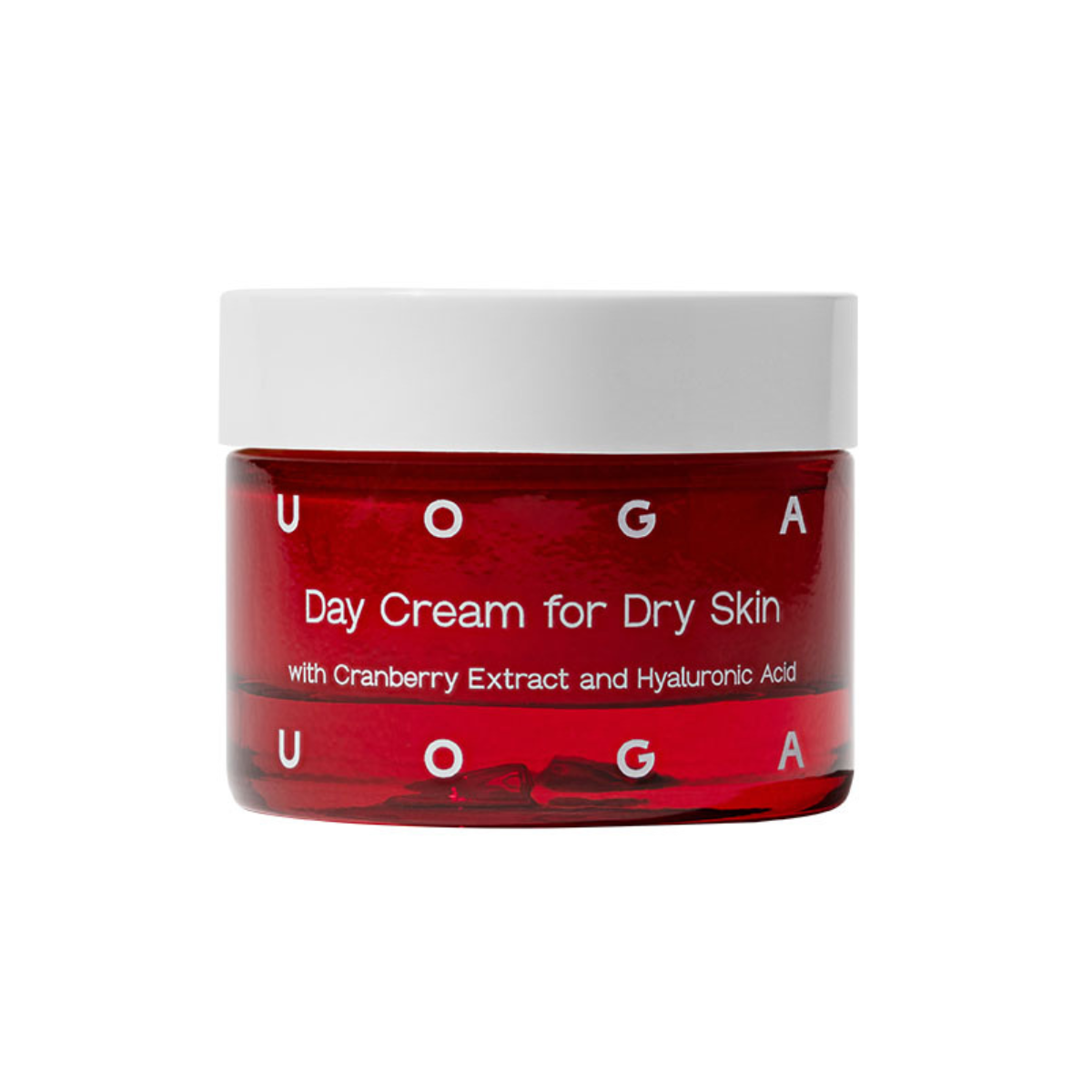 Uoga Uoga Day Cream for dry and normal skin, 40ml, facial skincare product in a white jar with a green label.