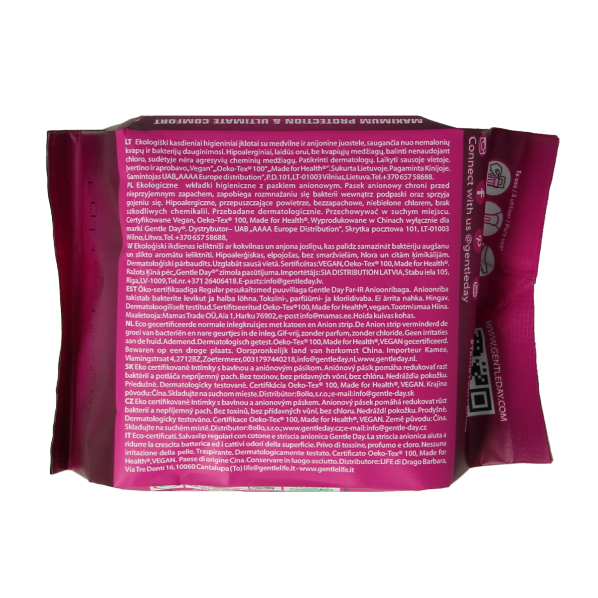 Box of 15 Gentle Day inlegkruisjes, feminine incontinence pads for women, with hygienic and absorbent design.