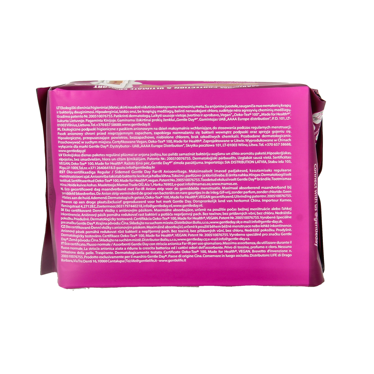 Gentle Day women's day pad, 10-pack, showing soft, absorbent surface with discreet design for daily feminine hygiene.