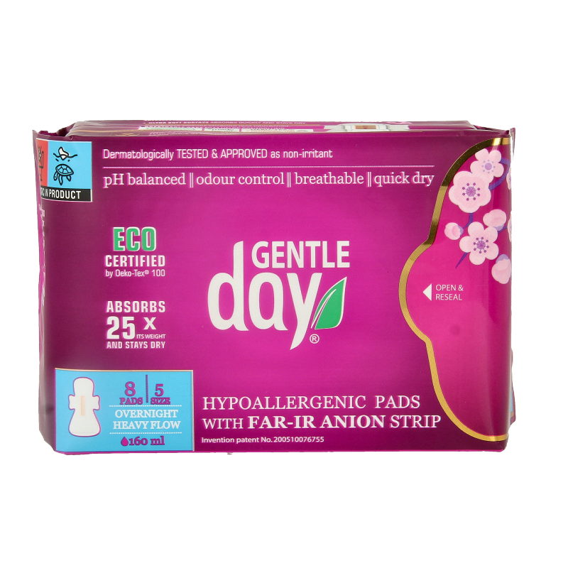 Gentle Day Gentle Day Maandverband nacht, 8 stuks, damesverband voor nachtgebruik, absorbent en comfortabel.