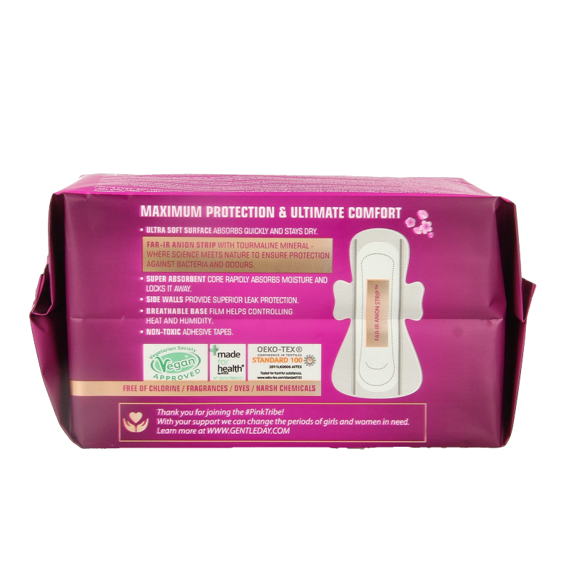 Gentle Day night sanitary pads, 8-pack, feminine hygiene product for women, soft and comfortable overnight protection