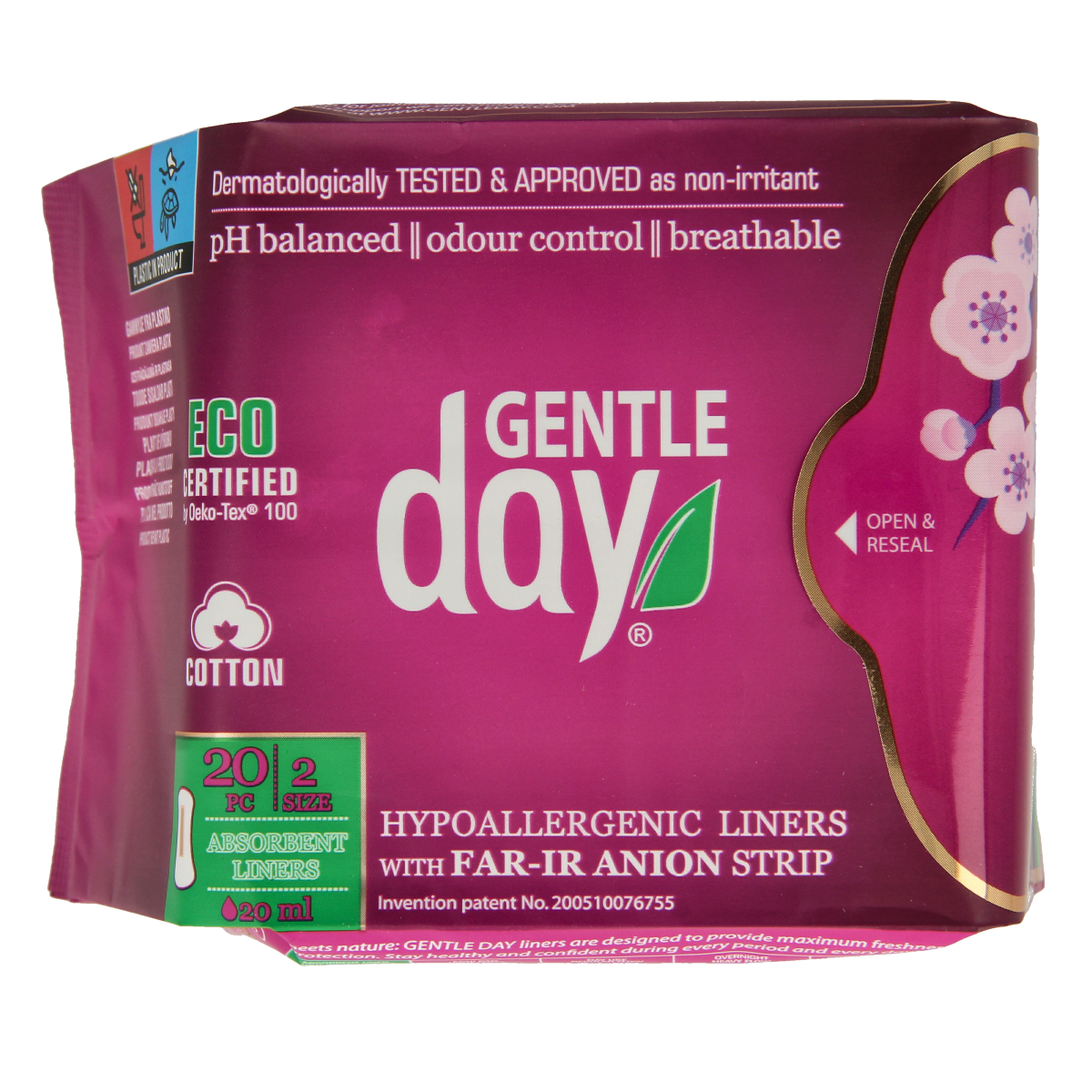 Gentle Day inlegkruisjes absorbent damesverband, pack of 20, soft and discreet feminine hygiene product