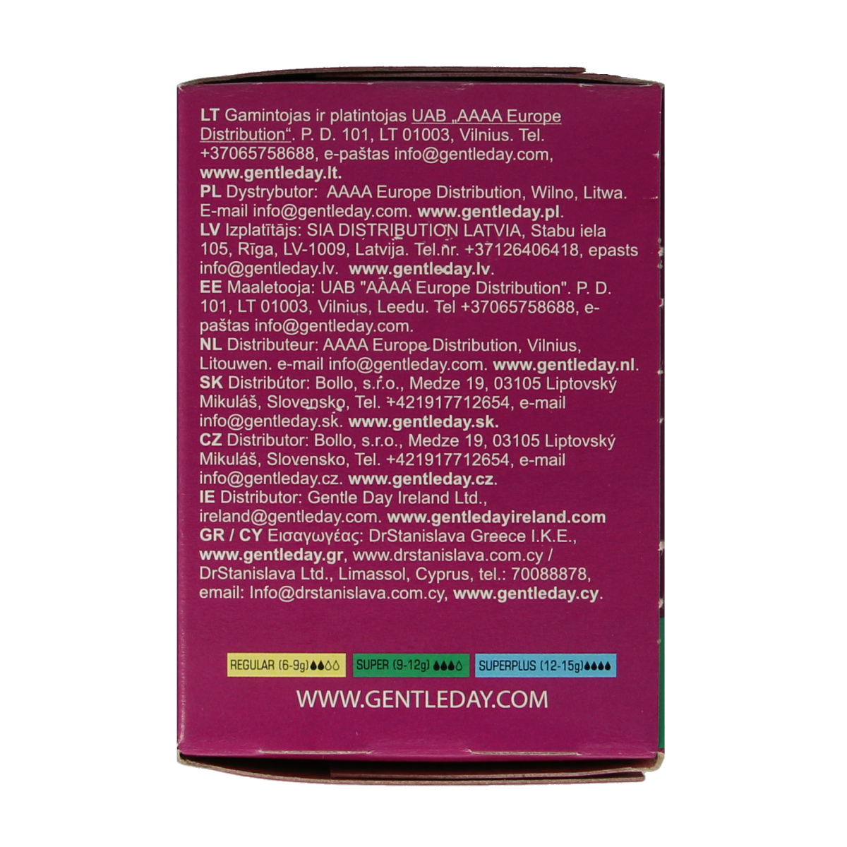 Gentle Day Super Tampons, 18 pack, for women, with discreet applicator, designed for comfortable menstrual protection.