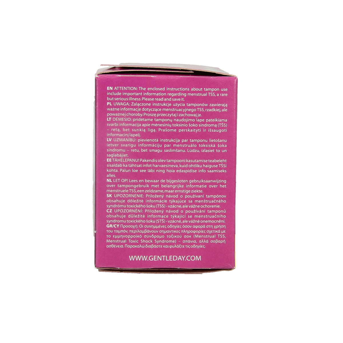 Gentle Day regular tampons pack with 18 pieces, feminine hygiene product for women, in a sealed package.
