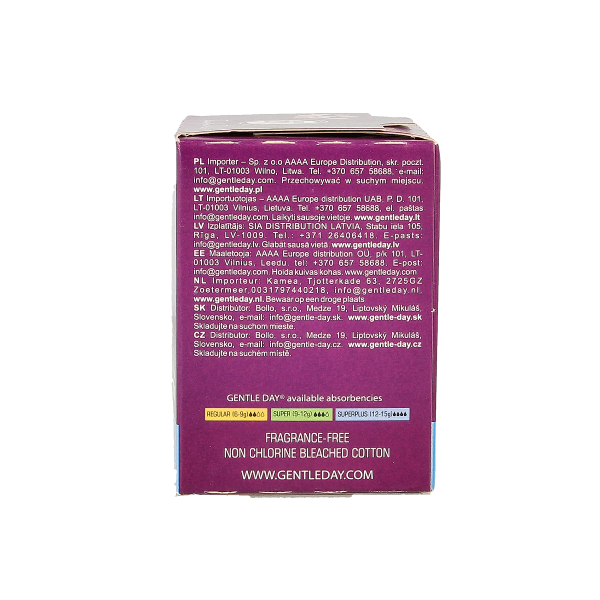 Gentle Day Super Plus tampons, 15 pack, feminine hygiene product for women, with discreet packaging and applicator.