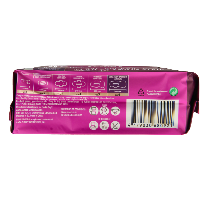 Gentle Day Gentle Day Maandverband nacht extra, set of 6 soft overnight menstrual pads for women, discreet and absorbent.