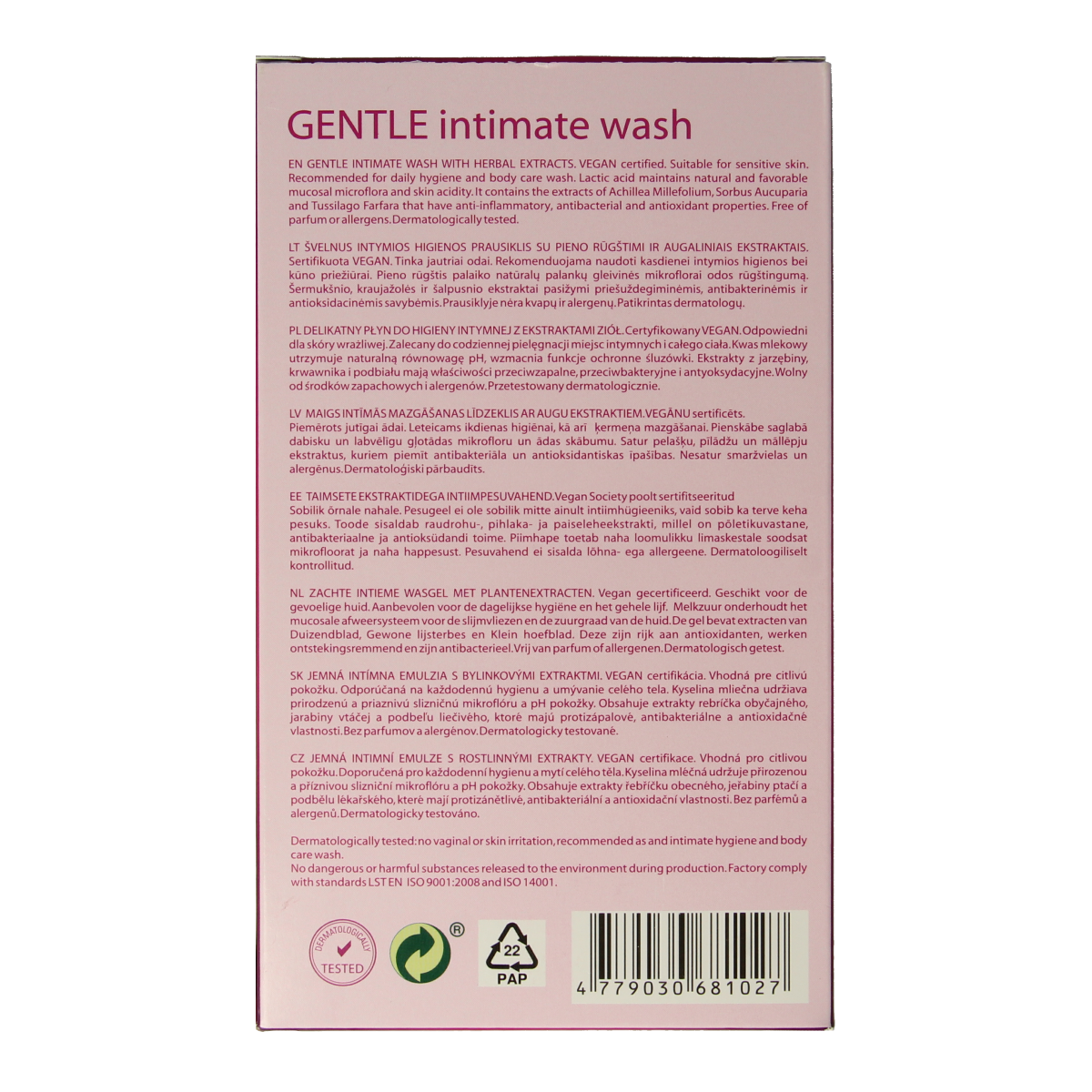 Gentle Day Dameshygiëne Intieme Wasgel 250ml bottle with a clean, minimalist design and white and light blue packaging.