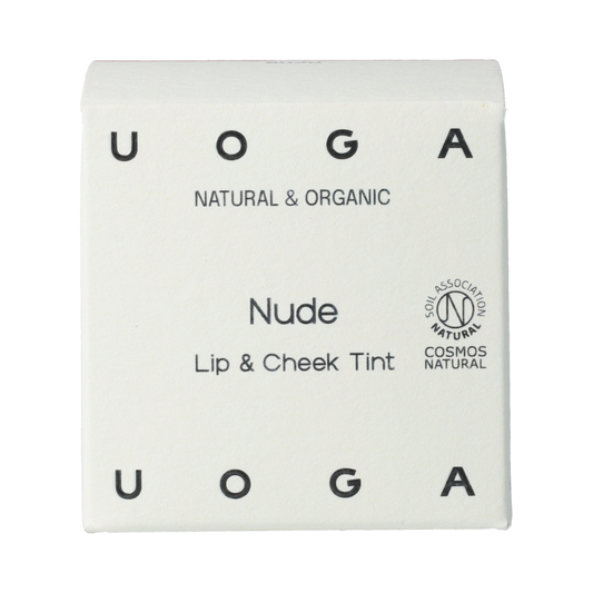 Uoga Uoga Lip & Cheek Nude makeup in 4ml, featuring natural nude shade in a small makeup container.