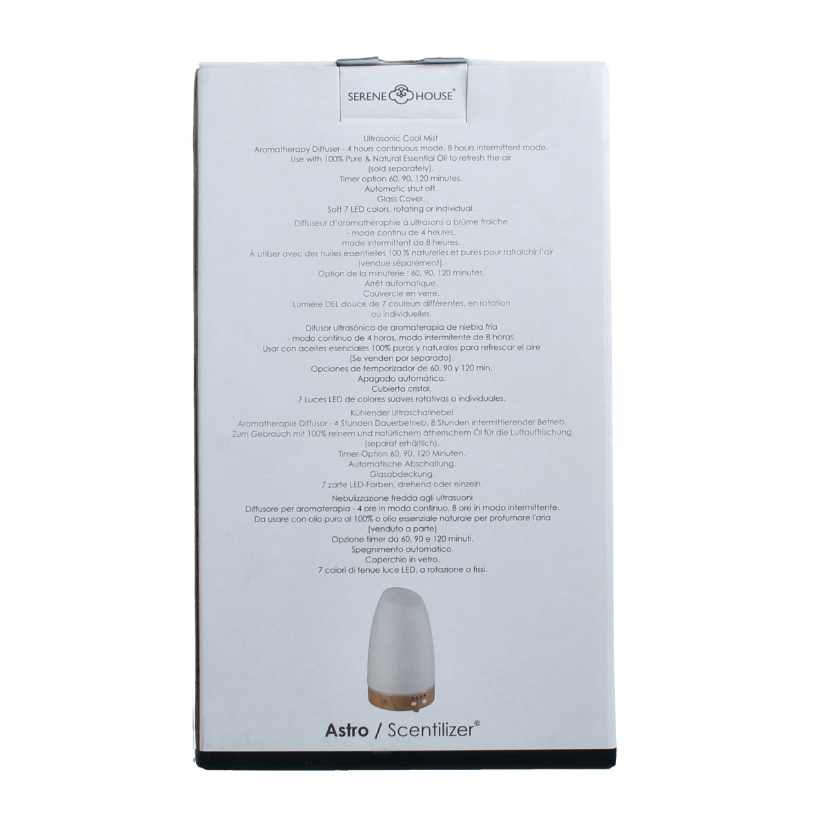 Serene House Aroma diffuser Astro Wit with white design and aroma dispersing features, shown in a clean, modern setting.