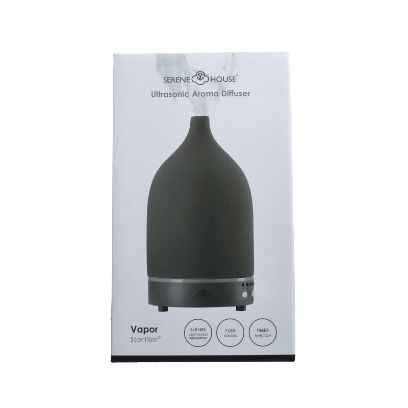 Serene House aroma diffuser vapor in anthracite color, showcasing sleek design and mist output for aromatherapy.