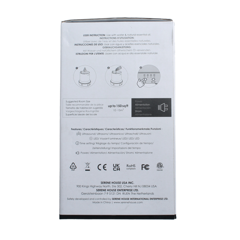 Serene House aroma diffuser vapor in anthracite color, showcasing its sleek design and nozzle for essential oil vapor dispersal.