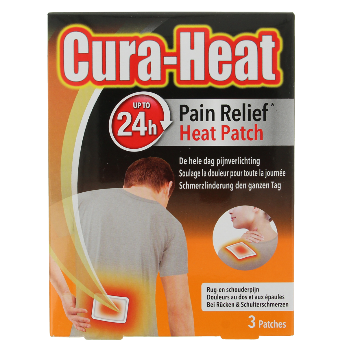 Heat-it warmtepack set for back and shoulder, includes 3 heat packs for muscle and joint relief.