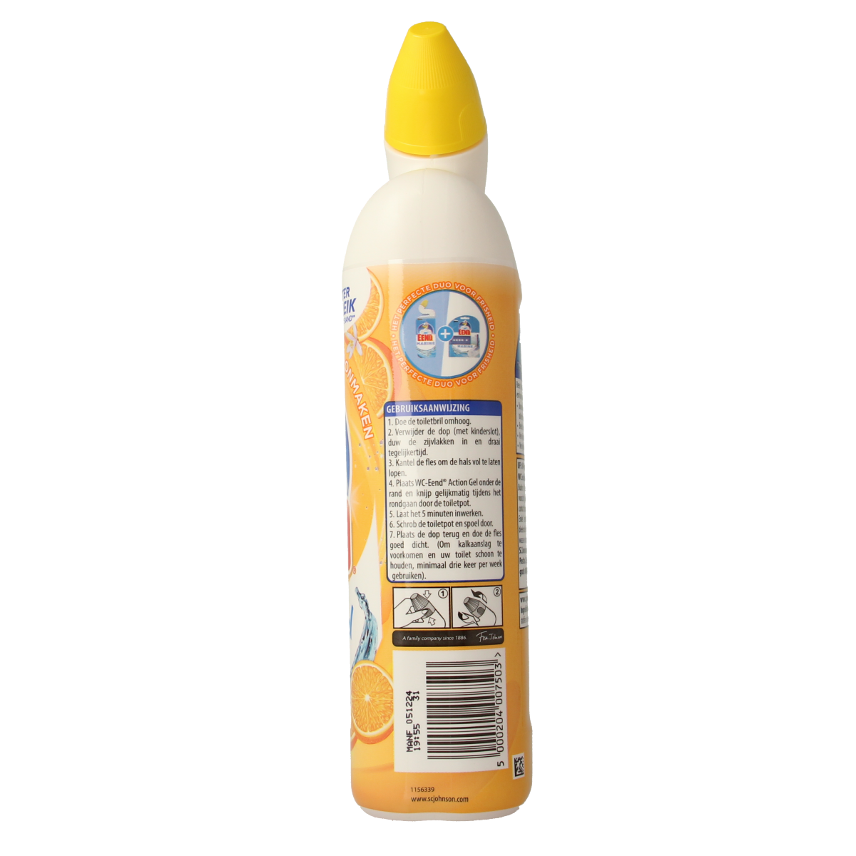 WC Eend Toiletreiniger Action Gel Citrus Splash in 750ml bottle, fresh citrus scent for toilet cleaning and freshness