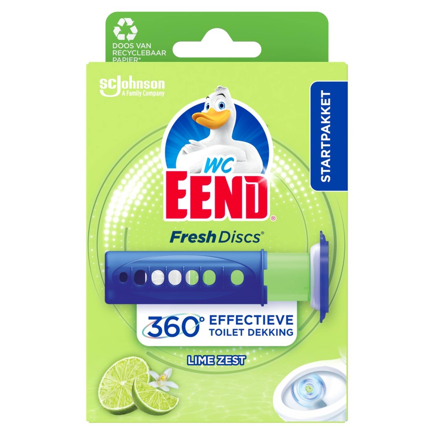 WC Eend Fresh disk holder in lime for toilet cleaner, 36ml, part of WC Eend toilet refreshers and cleaners collection.