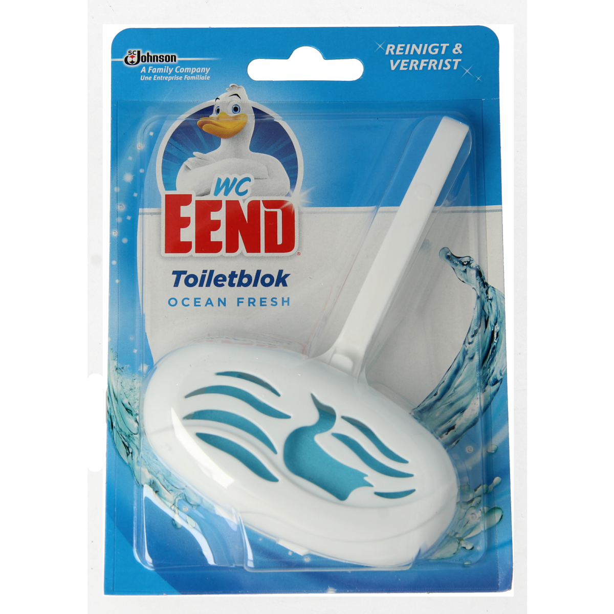 WC Eend Ocean Fresh toilet cleaner block, 40g, fresh ocean scent, designed for toilet bowl cleaning and freshness.