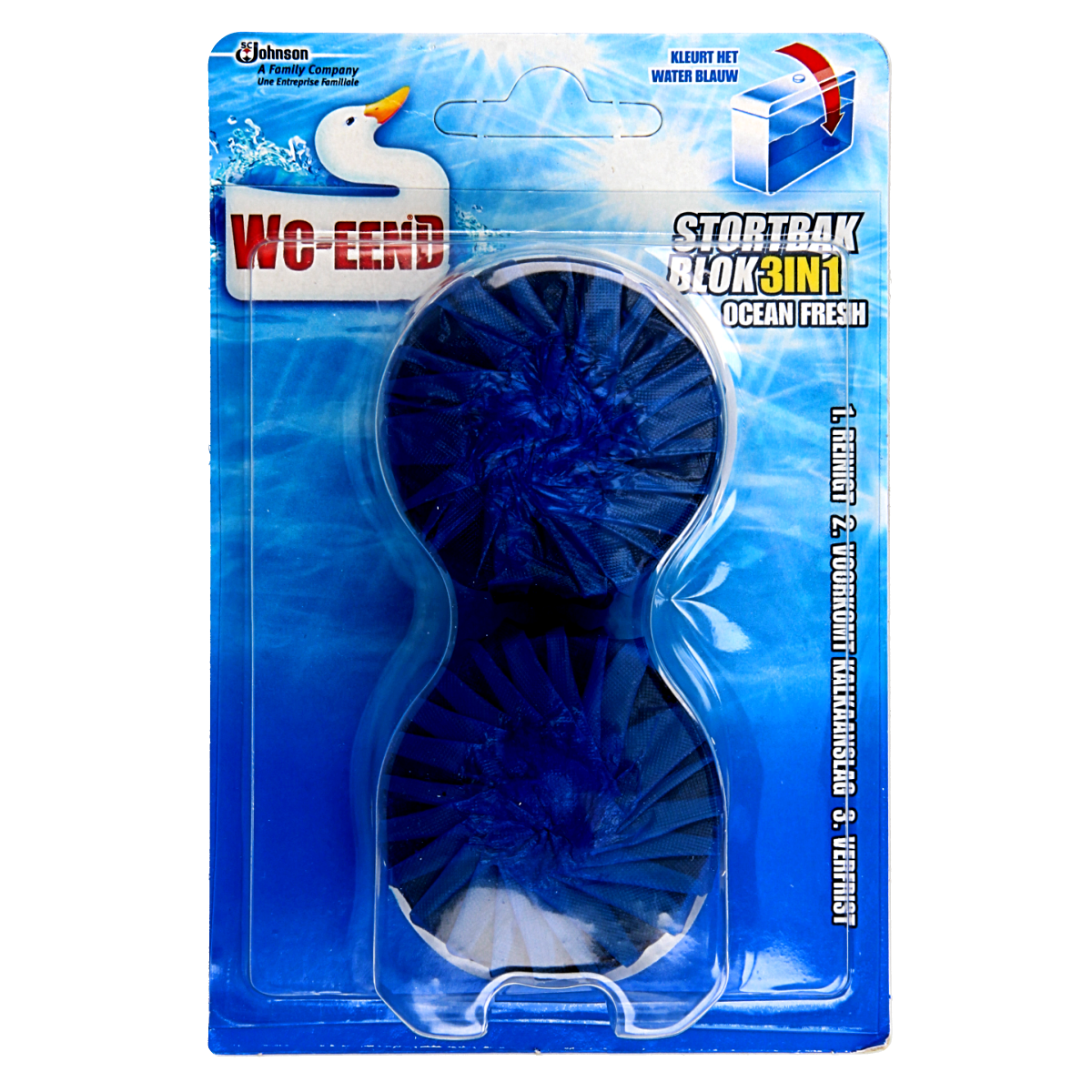 Blue WC Eend toilet bowl refresher block, duo pack, 50 grams for freshening and cleaning toilets.