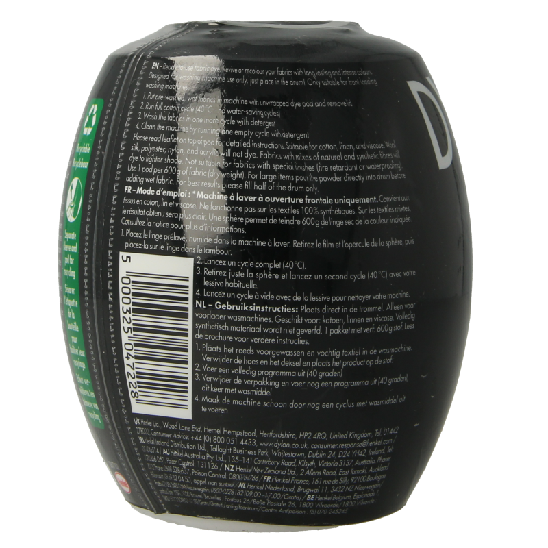 Dylon Pod smoke grey textile dye in a 350 gram package, ideal for fabric coloring and dyeing projects.