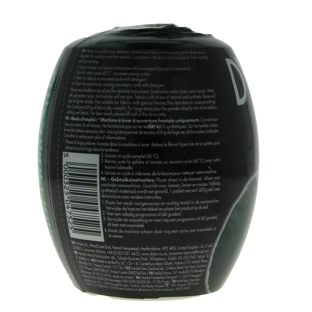 Dylon Forest Green textile dye pod, 350 grams, for fabric coloring and dyeing projects.