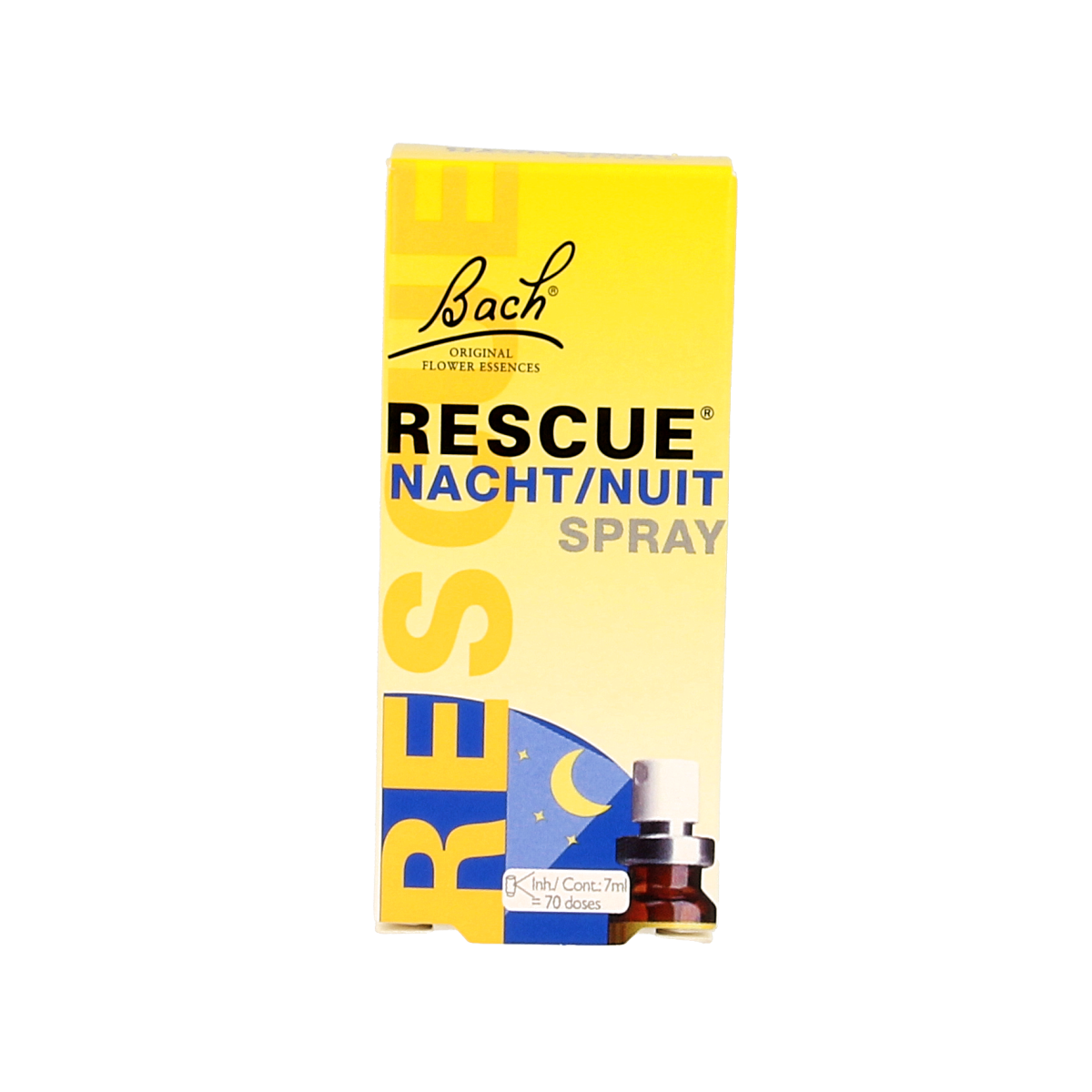 Bach Rescue Rescue Remedy Nacht spray in 7ml bottle, herbal remedy for relaxation and sleep support.