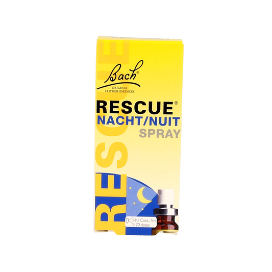 Bach Rescue Rescue Remedy Nacht spray in 7ml bottle, herbal remedy for relaxation and sleep support.