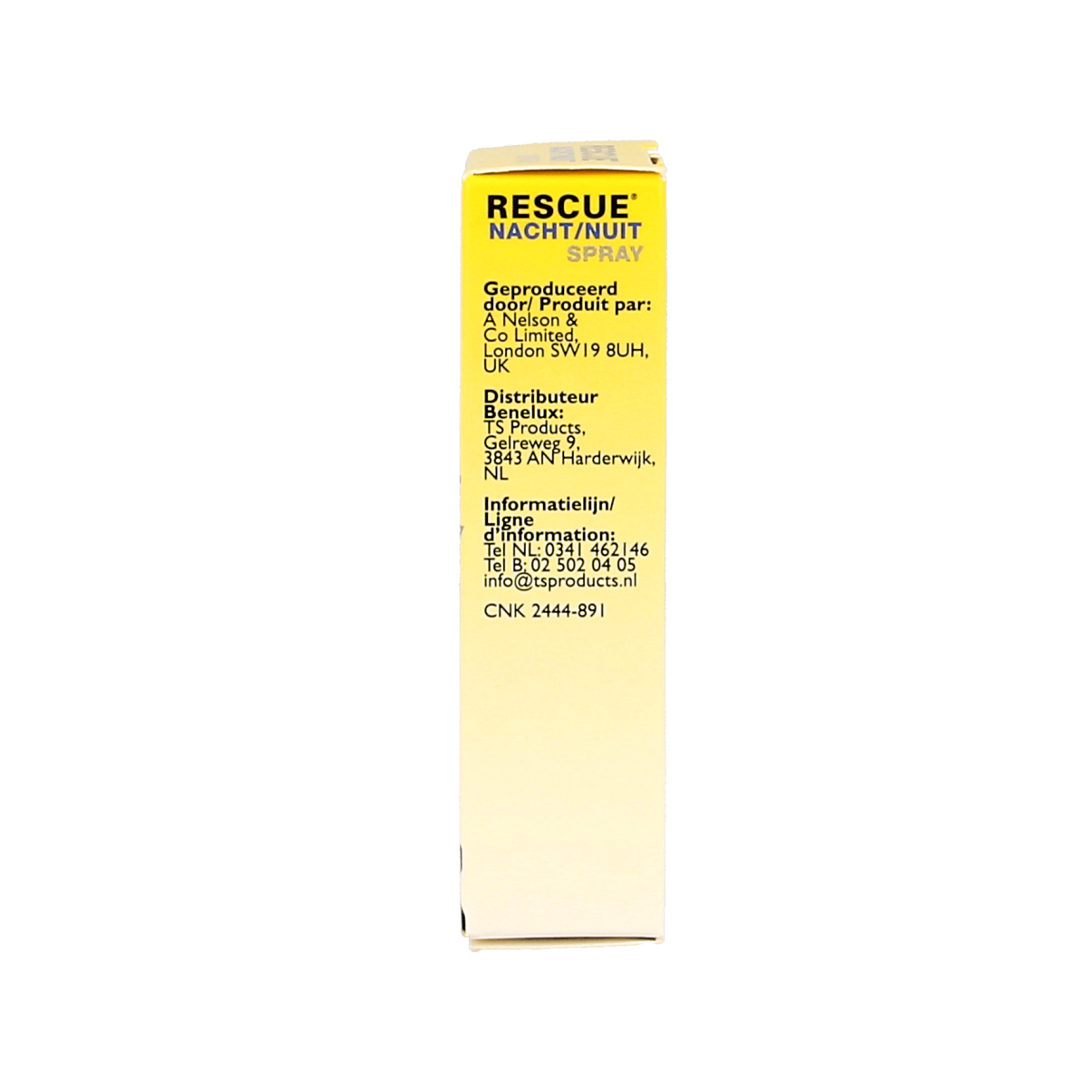 Bach Rescue Rescue Remedy Nacht spray bottle, herbal remedy, 7ml, featuring a white cap and label with herbal illustrations