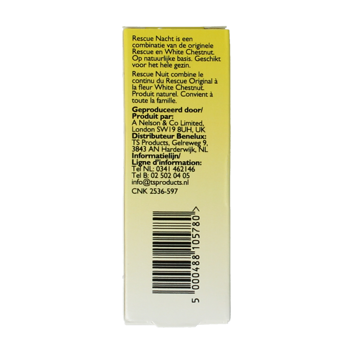 Bach Rescue Rescue Remedy Nacht druppels herbal supplement in a 10ml bottle, designed for relaxation and stress relief.