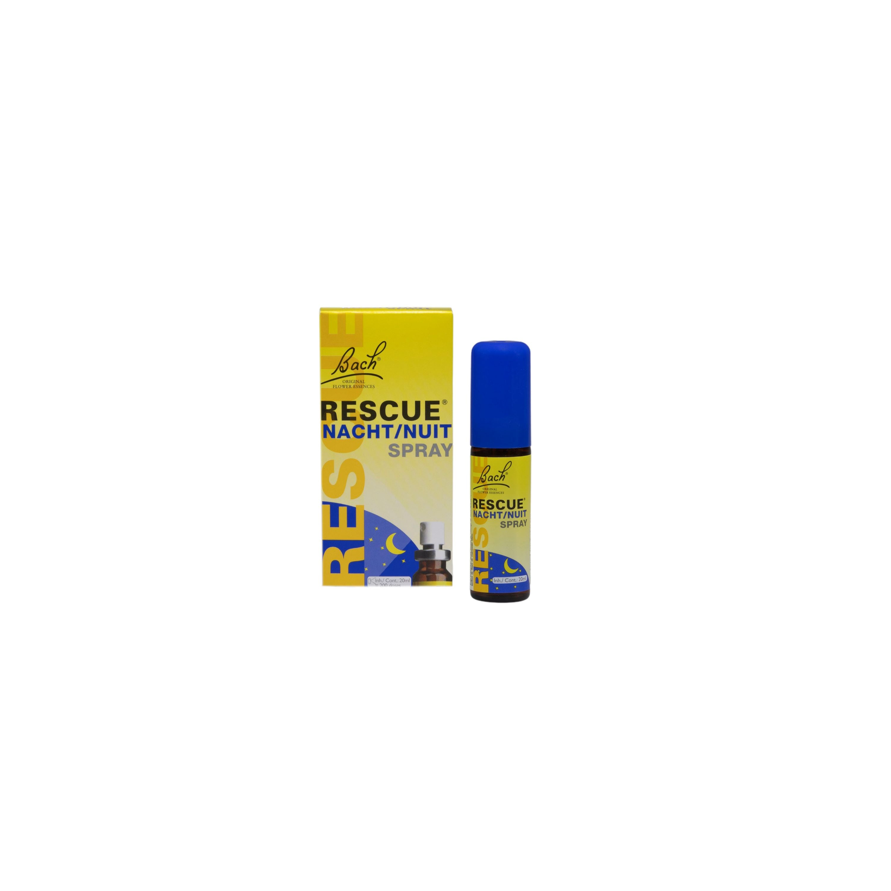 Bach Rescue Rescue Remedy Nacht Spray 20ml herbal preparation with natural ingredients in a small spray bottle.