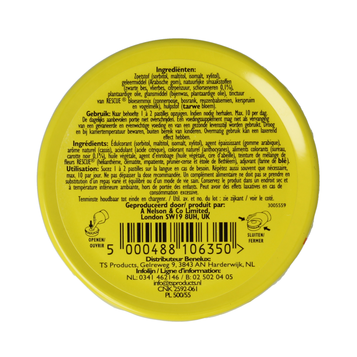 Bach Rescue Rescue pastilles with zwarte bes, herbal remedy, 50 grams, natural herbal supplement for stress relief, herbal preparation.