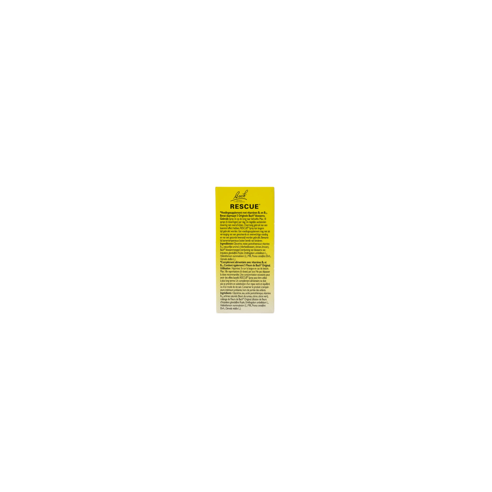 Bach Rescue Rescue Remedy spray in a 7ml bottle, herbal remedy from Bach Rescue brand, with a white spray cap.