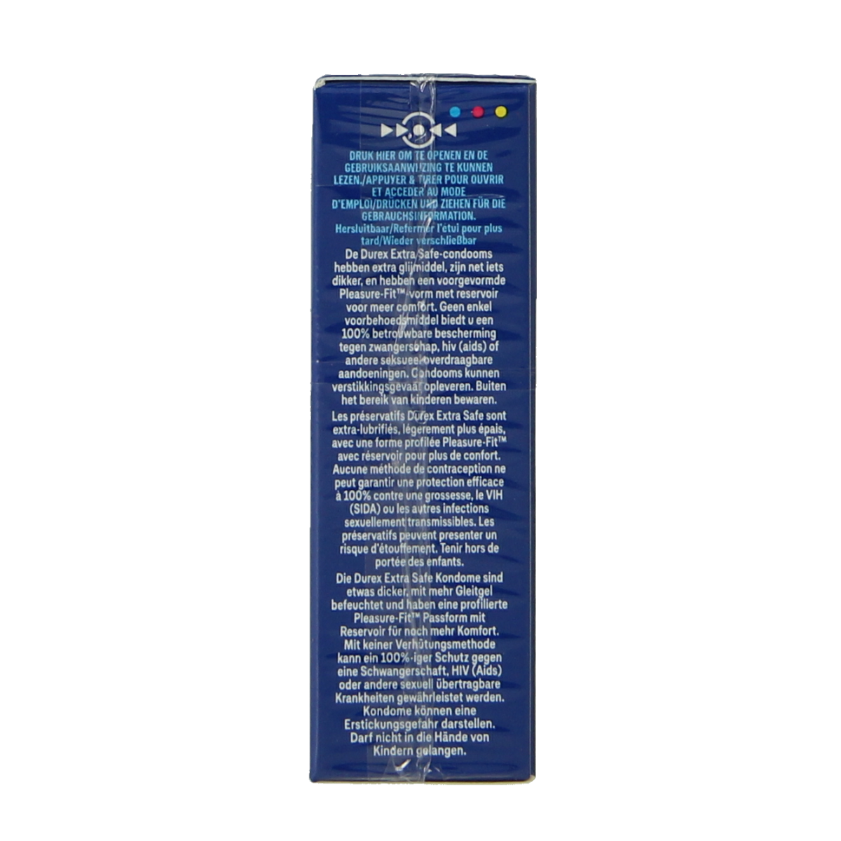 Durex Extra Safe condoms pack of three, featuring three latex condoms with Durex branding on the packaging.