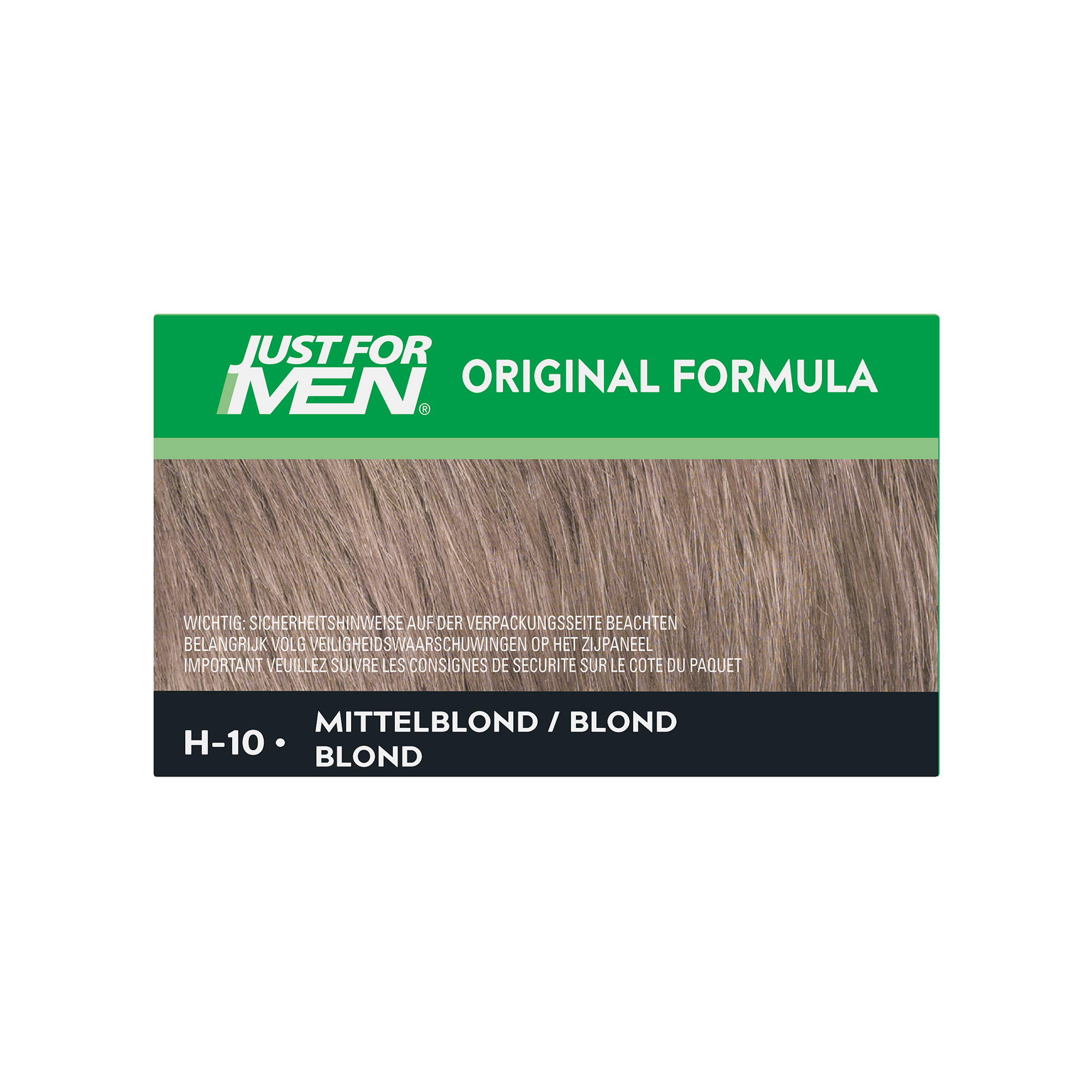Just For Men Blond H10 hair coloring kit with 30ml of hair dye and applicator for natural-looking blond hair.