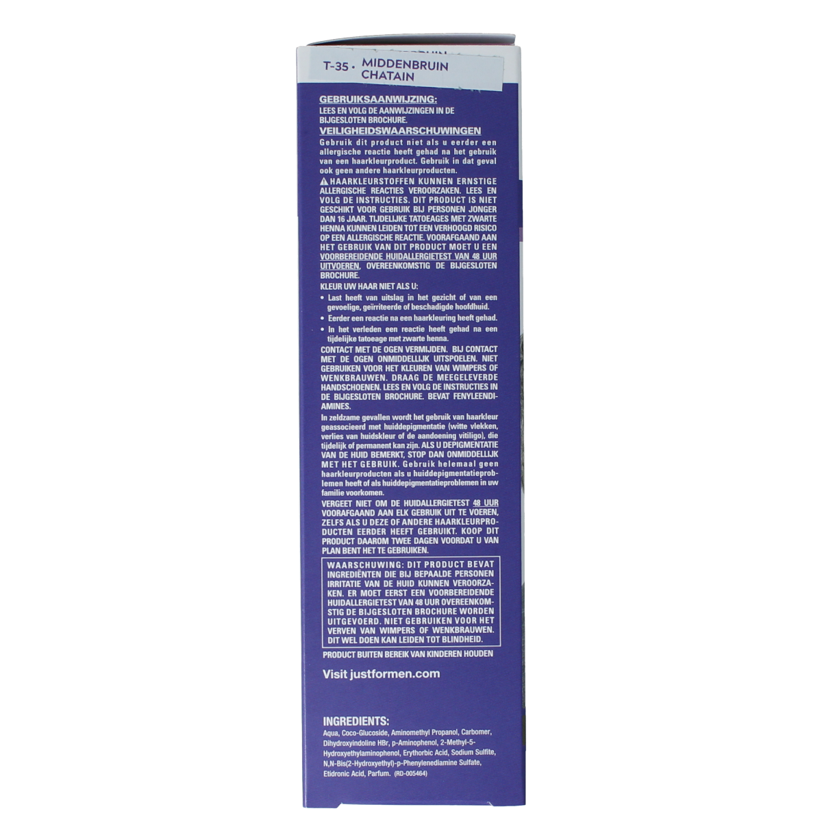 Just For Men Touch of Grey T-35 hair coloring cream in medium brown, 40g, showing the product tube and packaging.