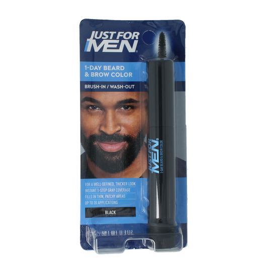 Just For Men beard and eyebrow hair coloring in black, 9ml tube, natural look for facial hair grooming