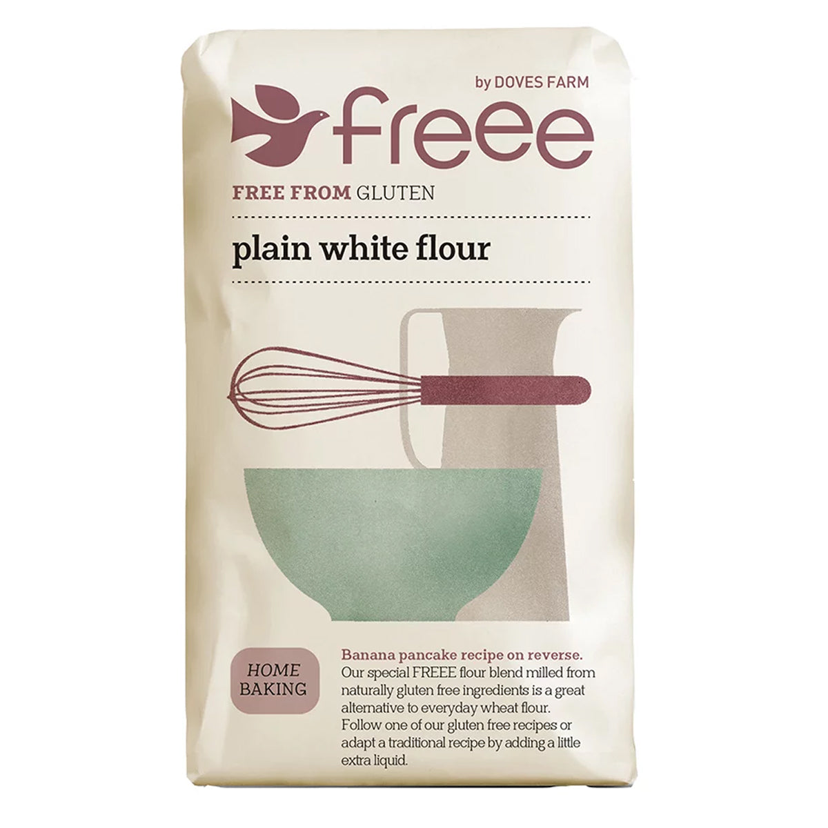 Doves Farm Witte bloem glutenvrij gluten-free white flour in a 1kg package, ideal for baking and cooking.