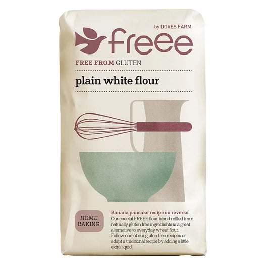 Doves Farm Witte bloem glutenvrij gluten-free white flour in a 1kg package, ideal for baking and cooking.