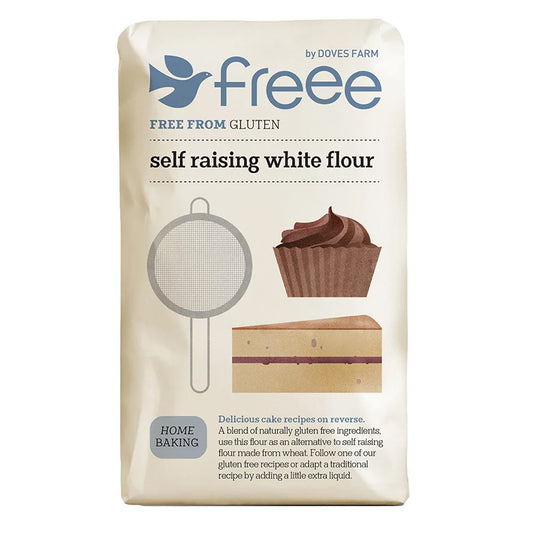 Doves Farm glutenvrij zelfrijzend bakmeel in 1000g pack, gluten-free baking flour for cooking and baking.