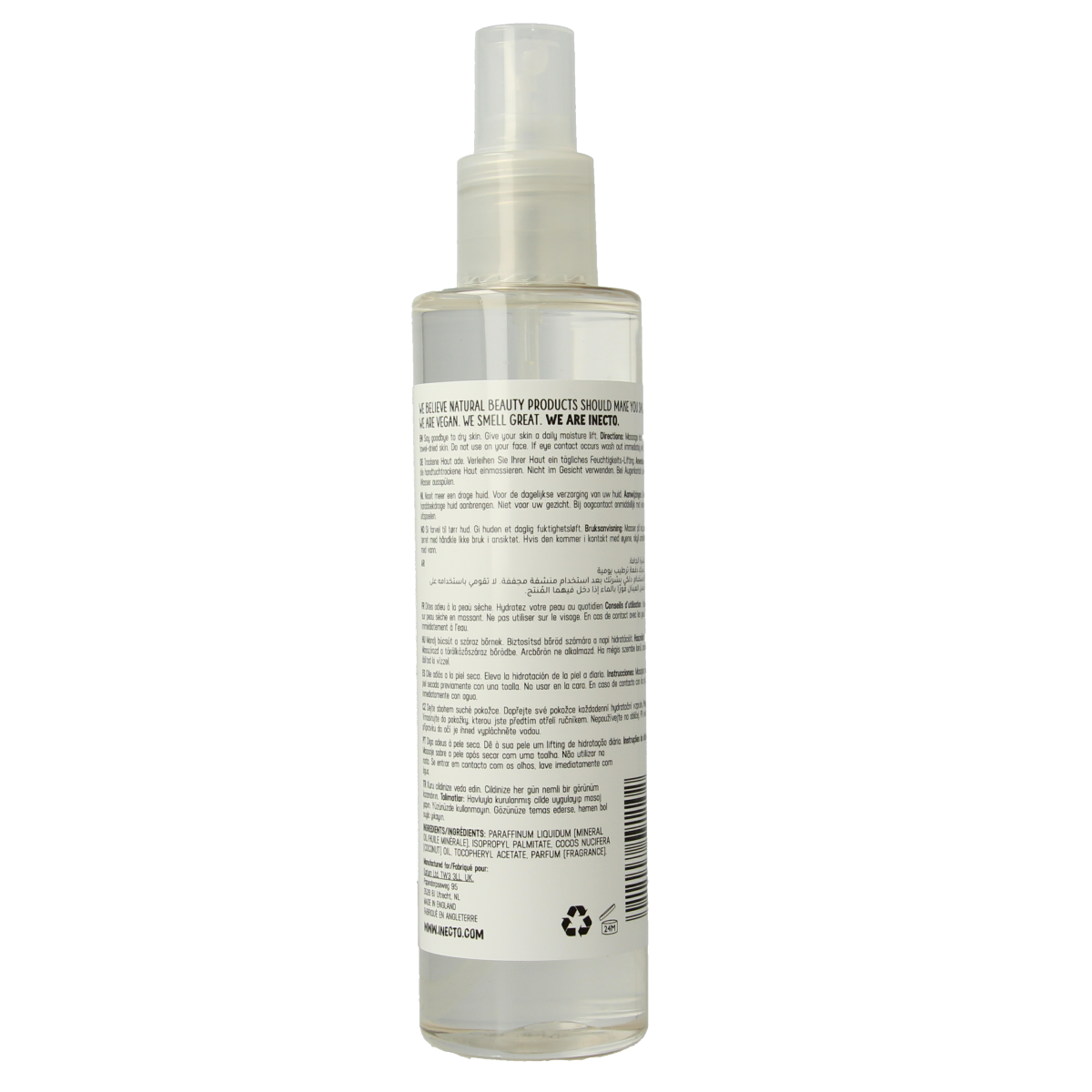 Inecto Naturals Coconut lichaamsolie in 200ml bottle, moisturizing body oil with coconut for smooth skin.