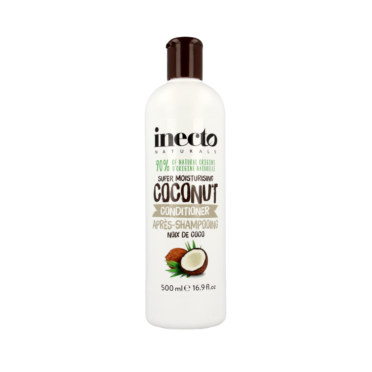 Inecto Naturals Coconut conditioner bottle, 500ml, with natural coconut ingredients for hair care.
