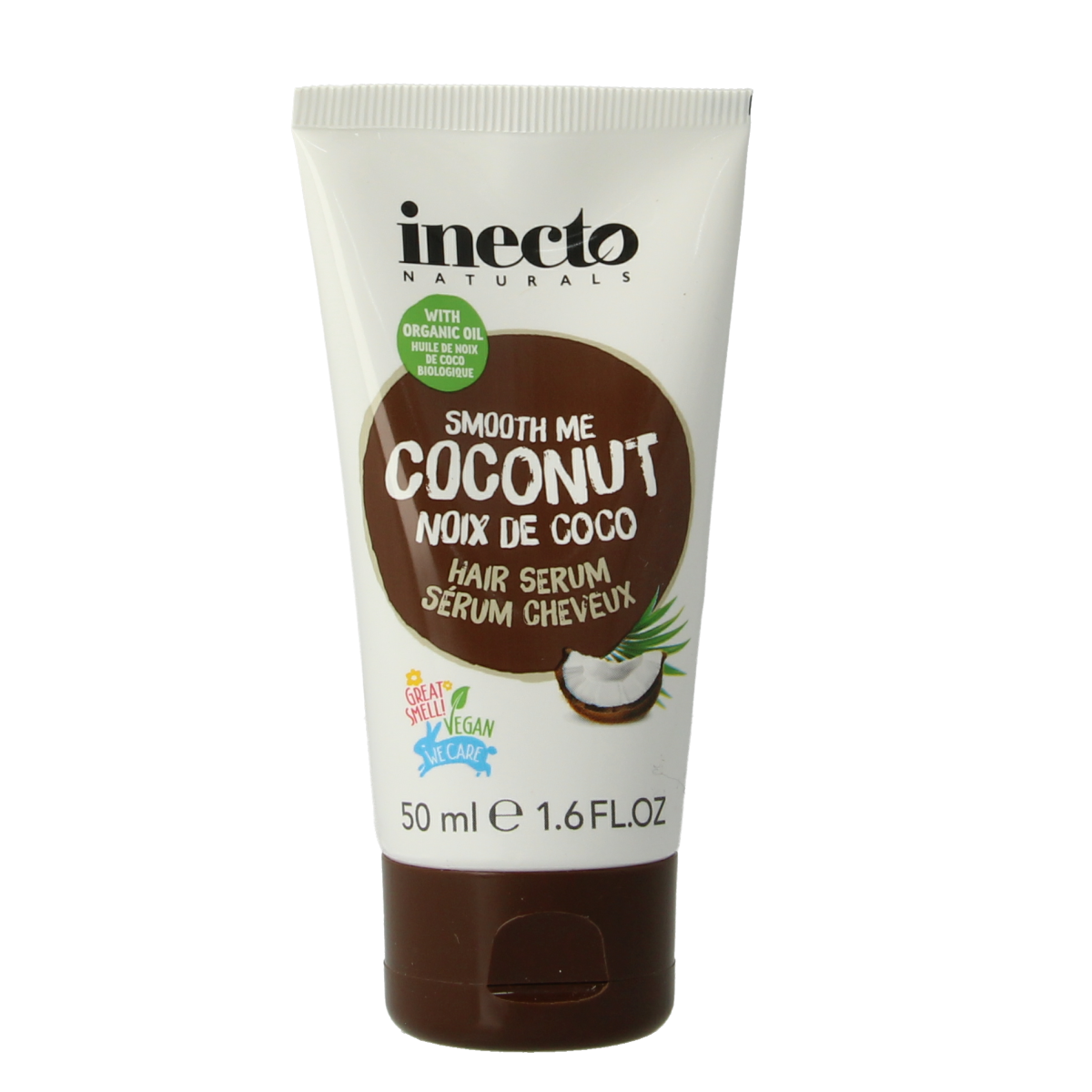 Inecto Naturals Coconut haarserum bottle, 50ml, nourishing hair treatment with natural coconut oil for healthy, shiny hair.