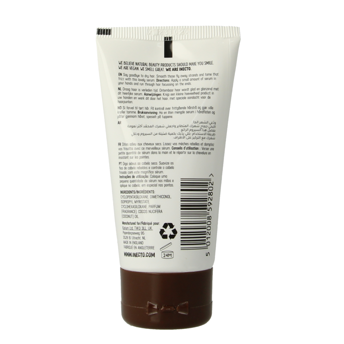 Inecto Naturals Coconut Haarserum in 50ml bottle, nourishing hair care product with coconut oil for healthy, shiny hair.