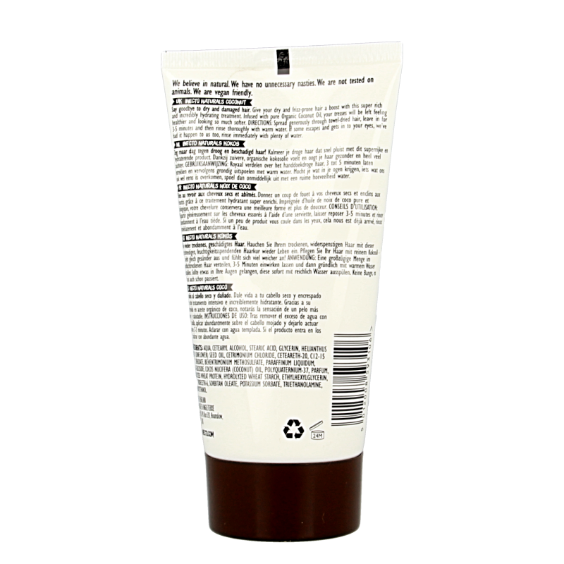 Inecto Naturals Coconut hair care product in a 150ml bottle, featuring natural ingredients and a coconut scent.