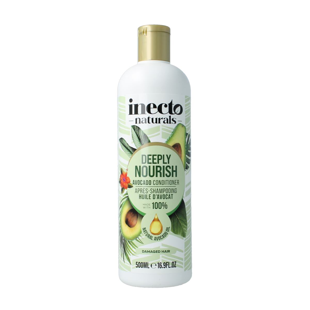 Inecto Naturals Avocado conditioner bottle, 500ml, for hair care with natural avocado ingredients.