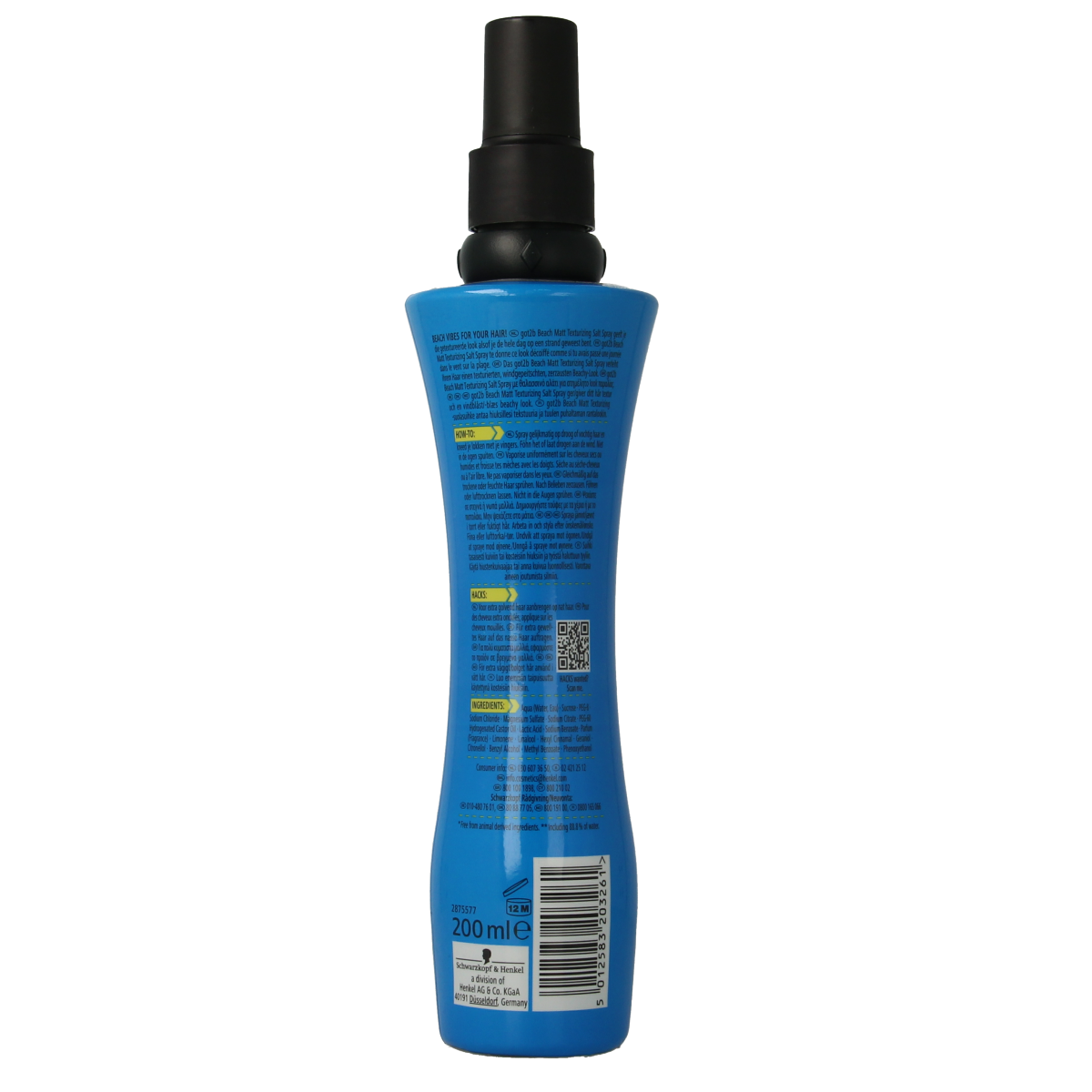 Got2b Beach matte texturizing salt spray in 200ml bottle, ideal for tousled, beachy hair styling.