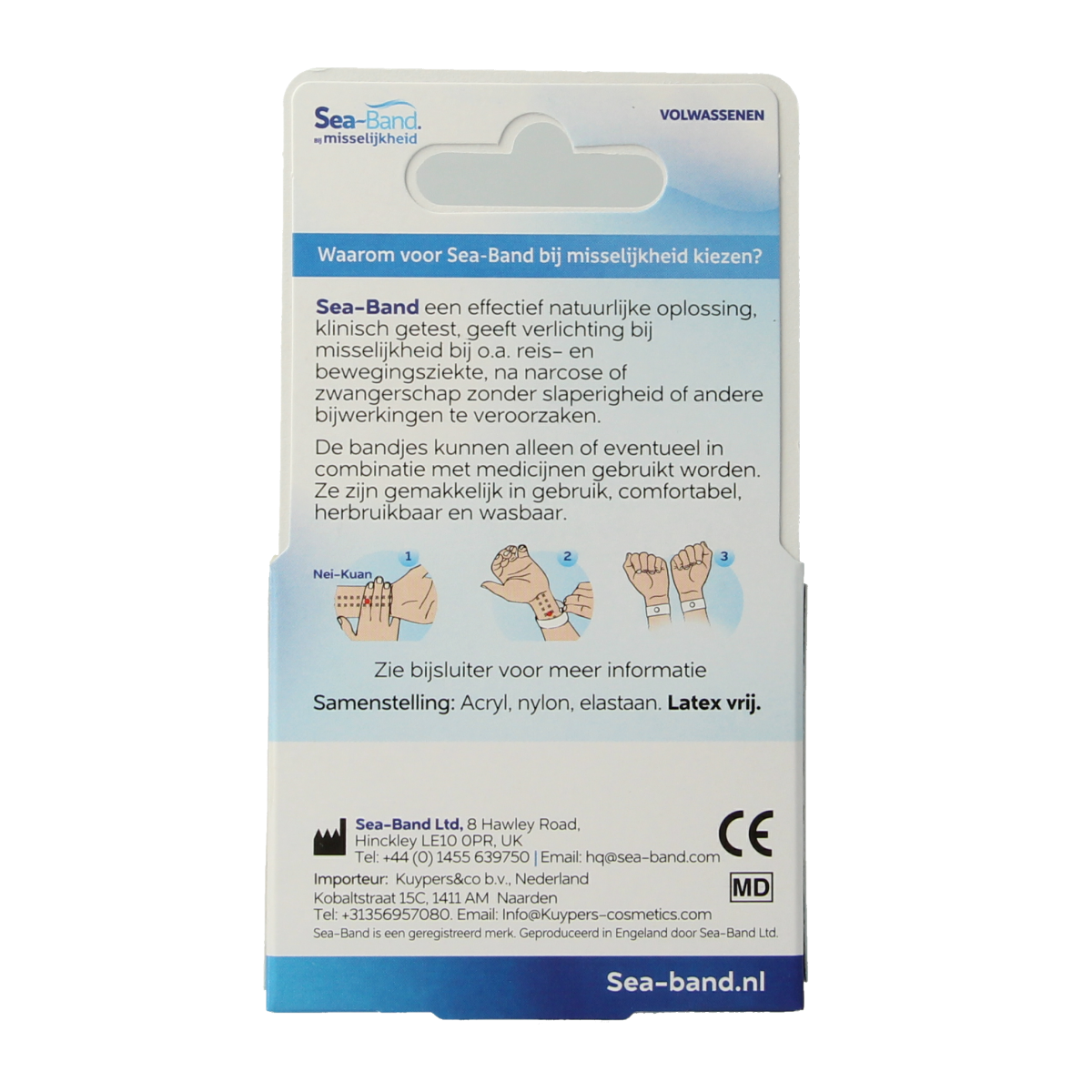 Gray Sea Band wristbands for adults, designed to prevent travel sickness, shown in a pair on a plain background.