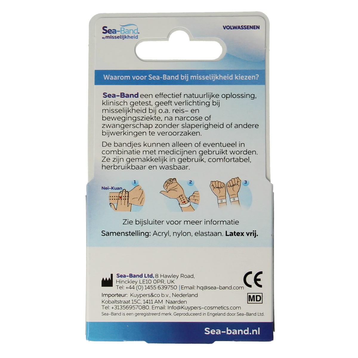 Black Sea Band wristbands for adults, designed to prevent travel sickness, shown as a pair in the image.
